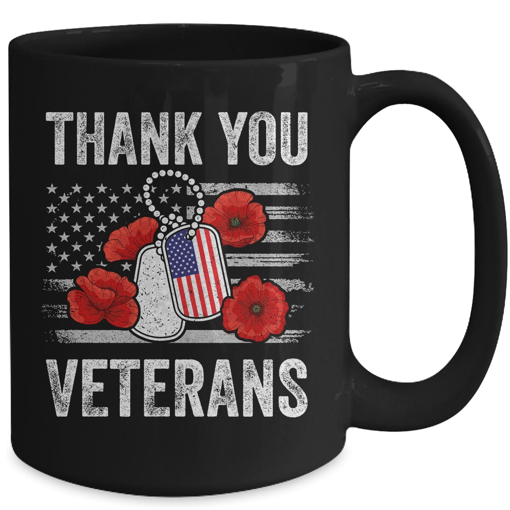 Thank You Veterans Combat Boots Poppy Veteran Day Flower Mug | siriusteestore