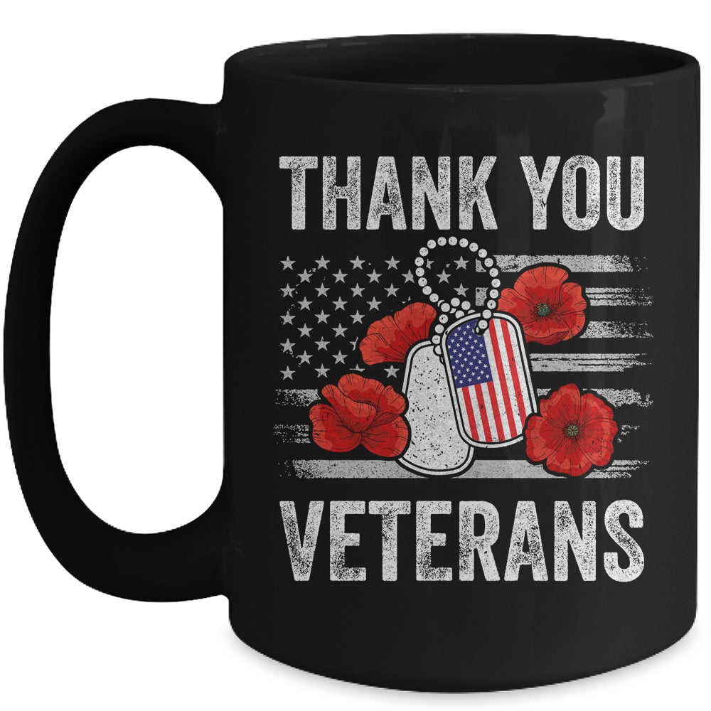 Thank You Veterans Combat Boots Poppy Veteran Day Flower Mug | siriusteestore