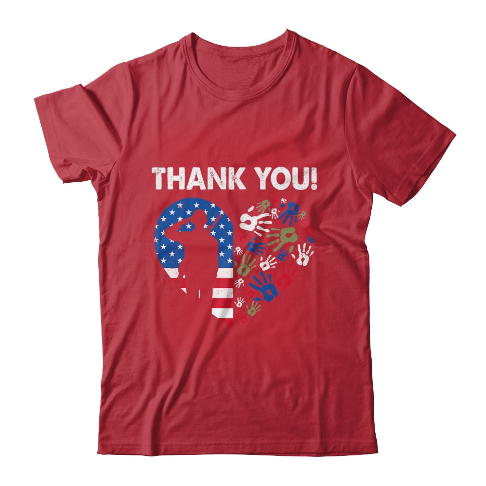 Thank You Veterans Day American Flag Heart Military Army Shirt & Hoodie | siriusteestore