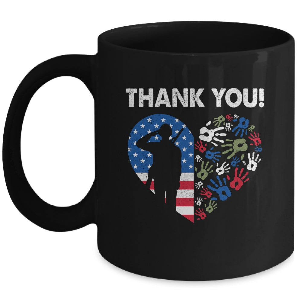 Thank You Veterans Day American Flag Heart Military Army Mug | siriusteestore
