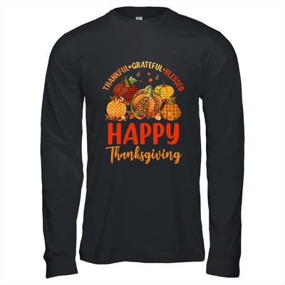 Thankful Grateful Blessed Leopard Plaid Pumpkin Thanksgiving Shirt & Hoodie | siriusteestore