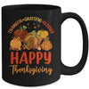 Thankful Grateful Blessed Leopard Plaid Pumpkin Thanksgiving Mug | siriusteestore