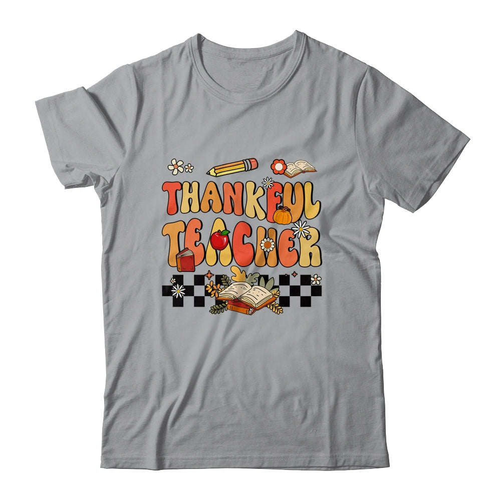 Thankful Teacher Retro Groovy Thanksgiving Fall Women Men Shirt & Hoodie | siriusteestore