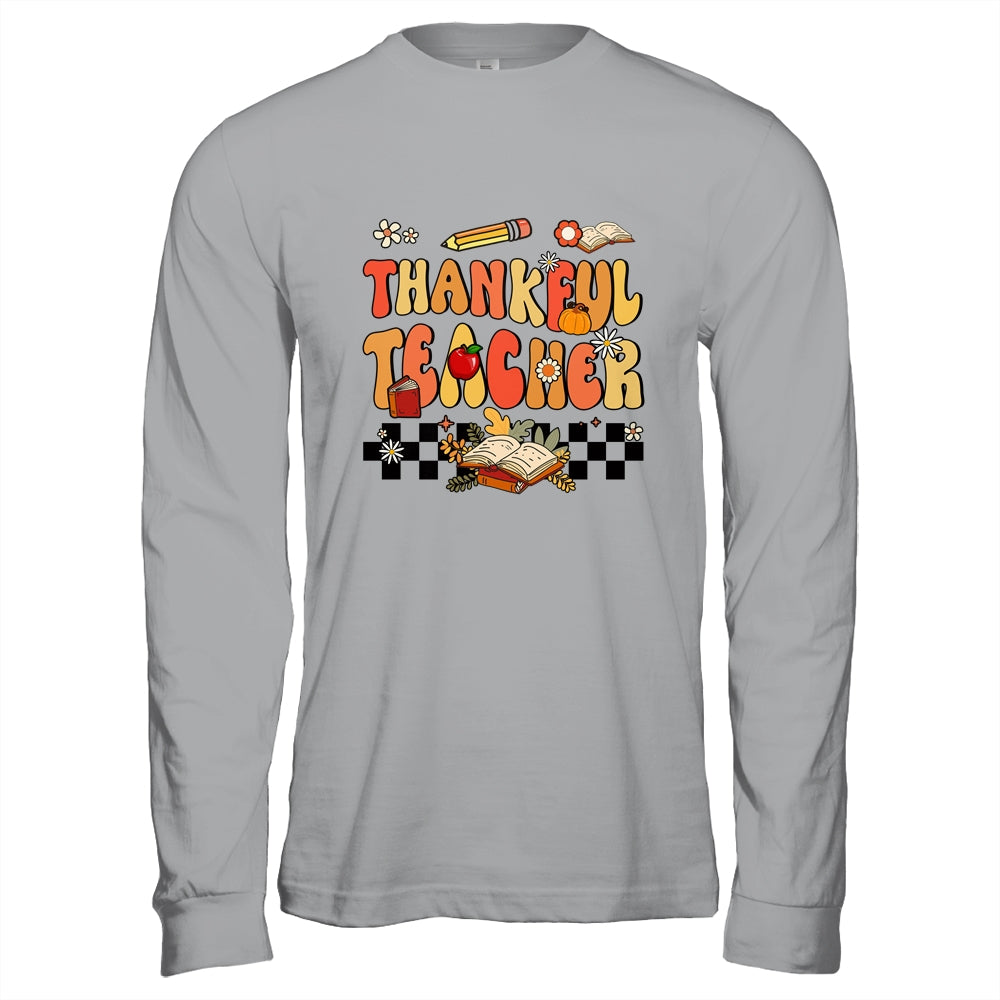 Thankful Teacher Retro Groovy Thanksgiving Fall Women Men Shirt & Hoodie | siriusteestore