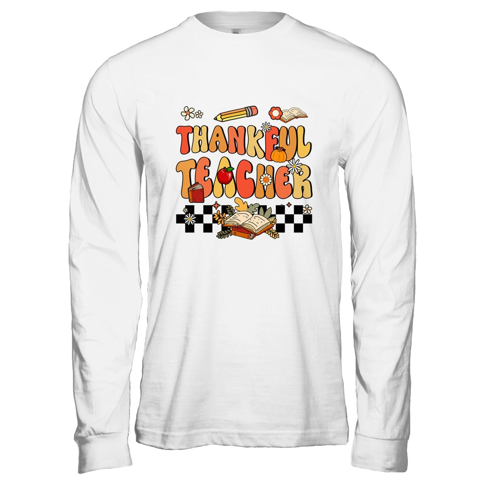 Thankful Teacher Retro Groovy Thanksgiving Fall Women Men Shirt & Hoodie | siriusteestore