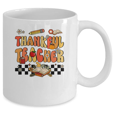 Thankful Teacher Retro Groovy Thanksgiving Fall Women Men Mug | siriusteestore