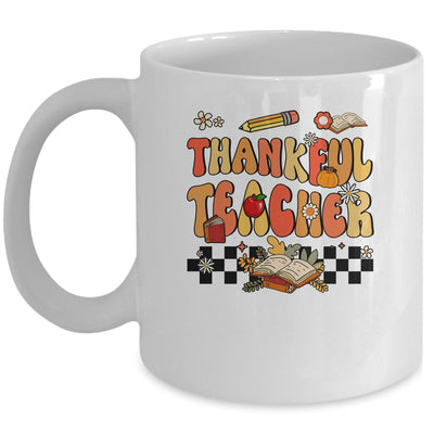 Thankful Teacher Retro Groovy Thanksgiving Fall Women Men Mug | siriusteestore