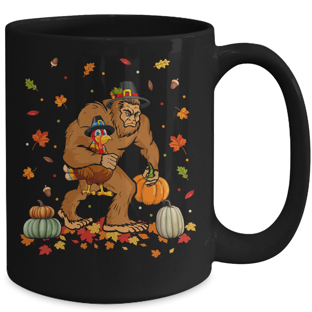 Thanksgiving Bigfoot Turkey Pumpkin Day Boys Men Mug | siriusteestore