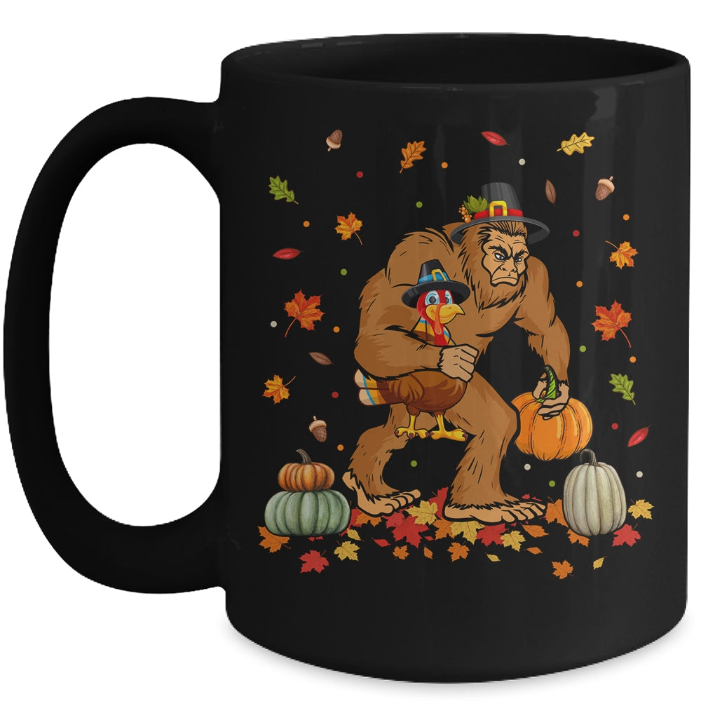 Thanksgiving Bigfoot Turkey Pumpkin Day Boys Men Mug | siriusteestore