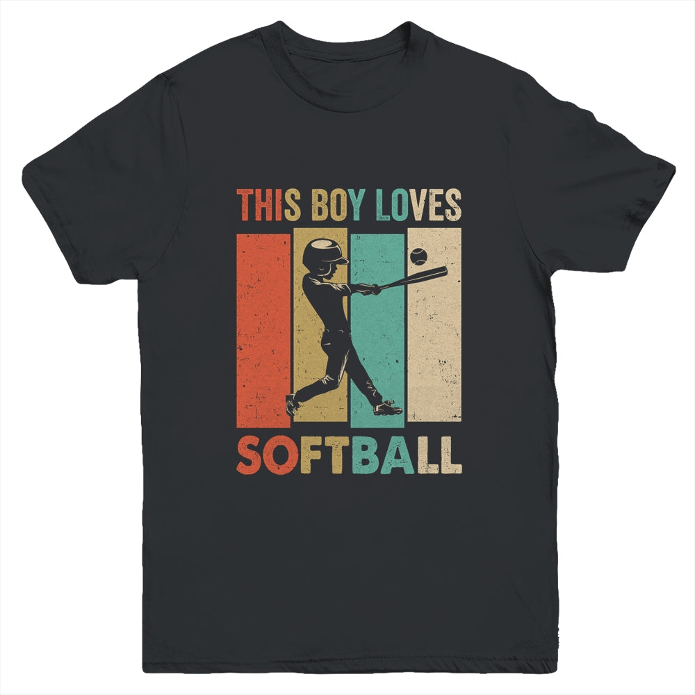 This Boy Loves Softball Boys Soccer Player Vintage Youth Shirt | siriusteestore