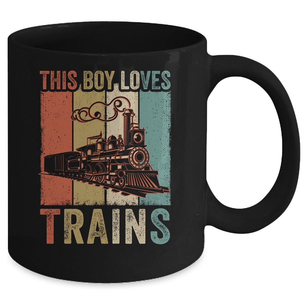This Boy Loves Trains Train Boys Wagon Lover Retro Mug | siriusteestore