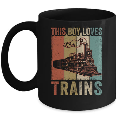 This Boy Loves Trains Train Boys Wagon Lover Retro Mug | siriusteestore