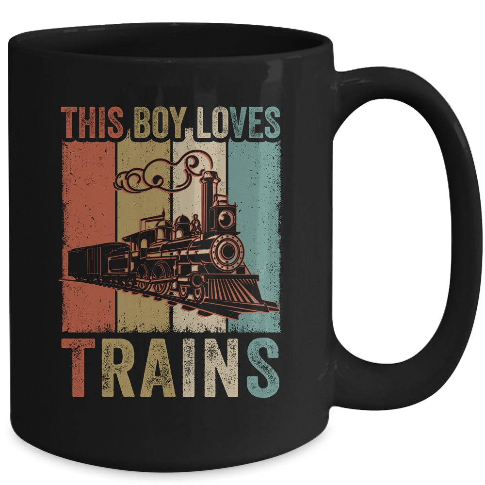 This Boy Loves Trains Train Boys Wagon Lover Retro Mug | siriusteestore