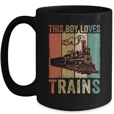 This Boy Loves Trains Train Boys Wagon Lover Retro Mug | siriusteestore