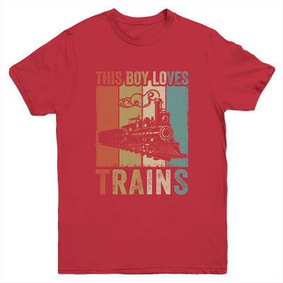This Boy Loves Trains Train Boys Wagon Lover Retro Youth Shirt | siriusteestore