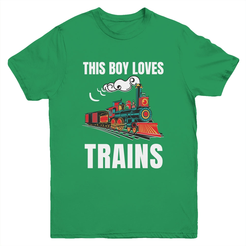 This Boy Loves Trains Train Boys Wagon Lover Youth Shirt | siriusteestore