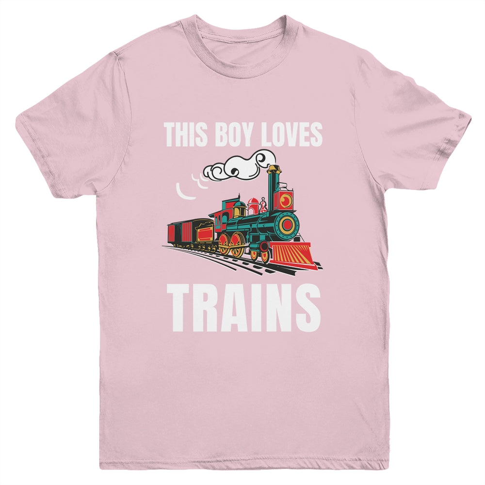 This Boy Loves Trains Train Boys Wagon Lover Youth Shirt | siriusteestore