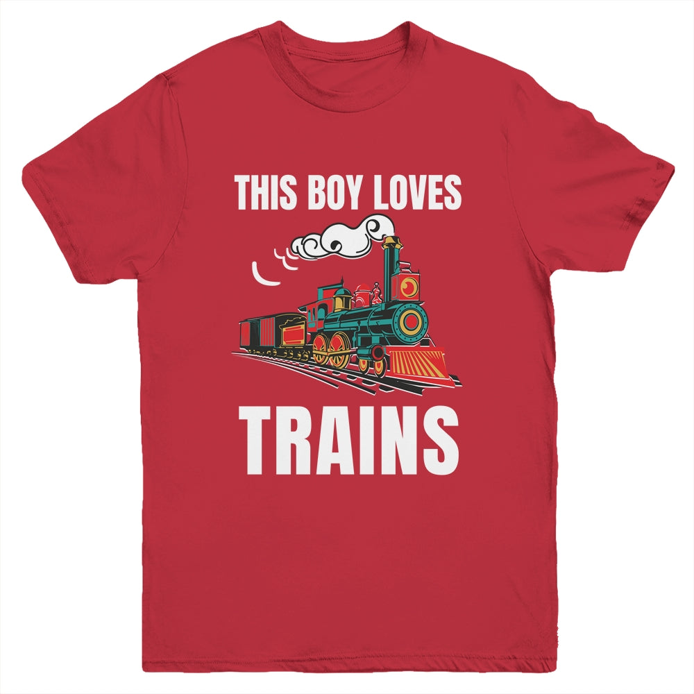 This Boy Loves Trains Train Boys Wagon Lover Youth Shirt | siriusteestore