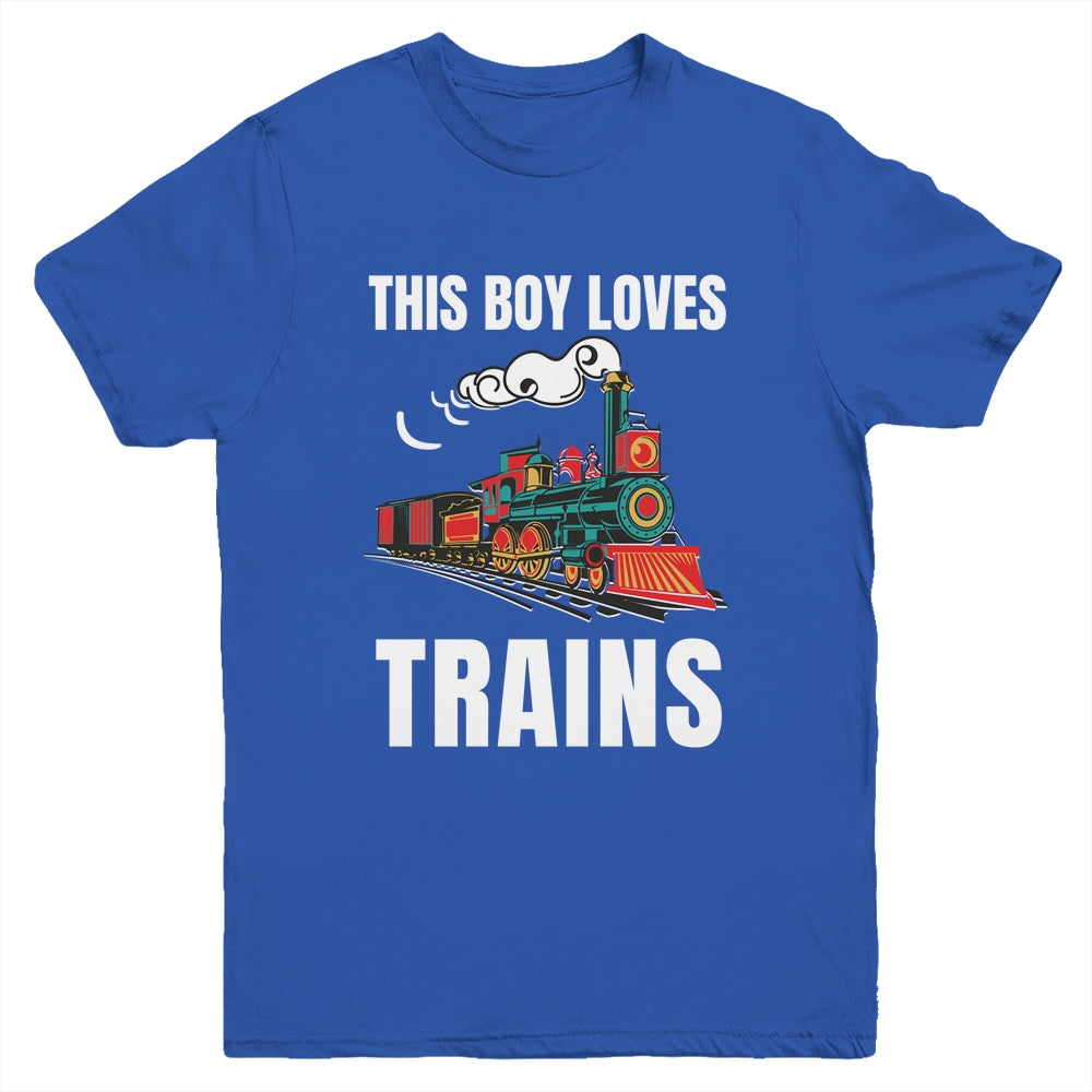 This Boy Loves Trains Train Boys Wagon Lover Youth Shirt | siriusteestore