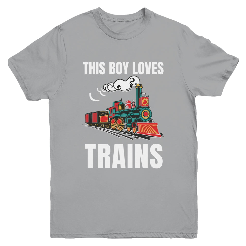This Boy Loves Trains Train Boys Wagon Lover Youth Shirt | siriusteestore