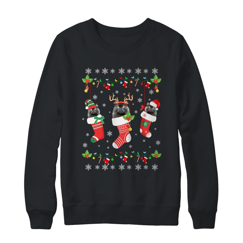 This Christmas Pajama Black Cat In Socks Shirt & Sweatshirt | siriusteestore