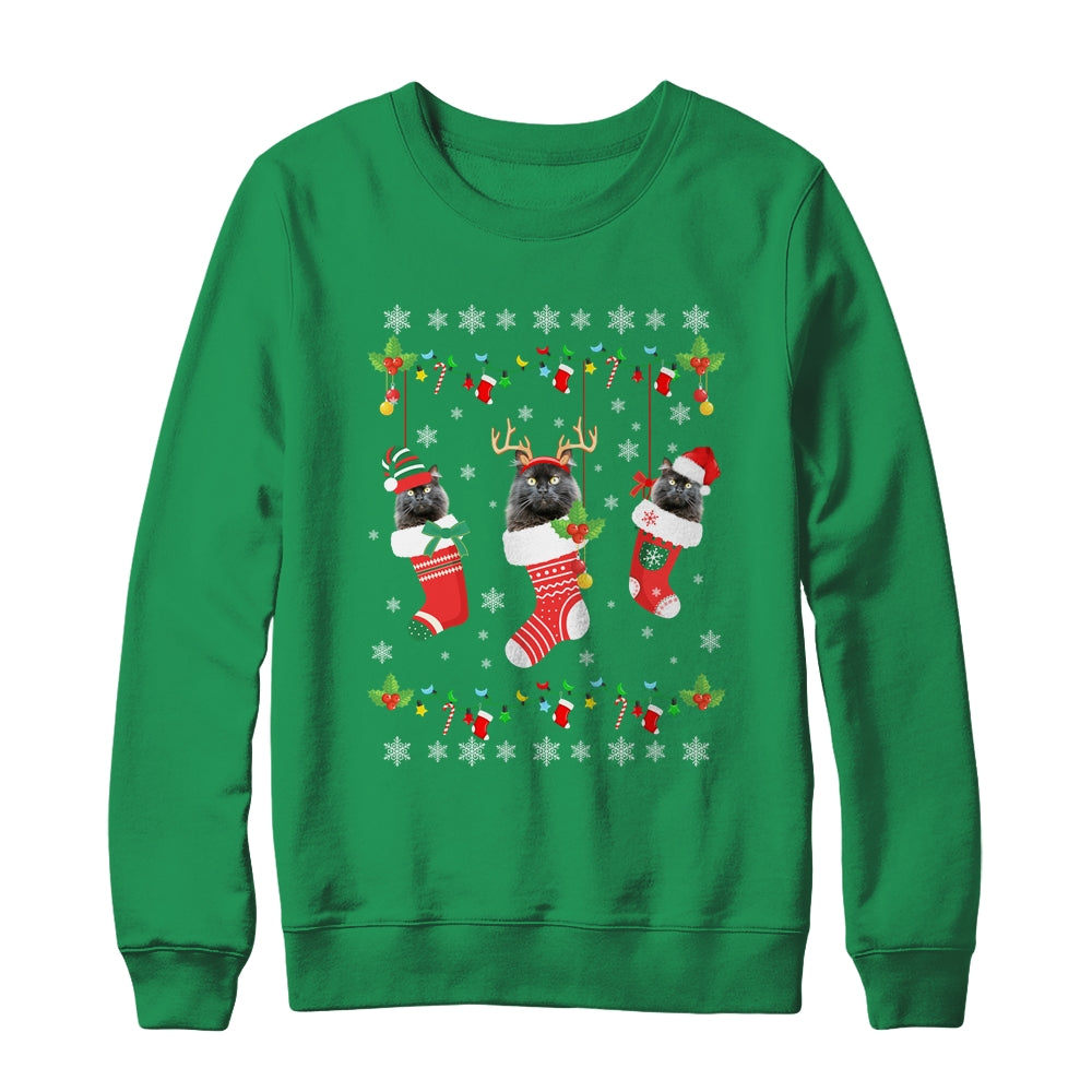 This Christmas Pajama Black Cat In Socks Shirt & Sweatshirt | siriusteestore