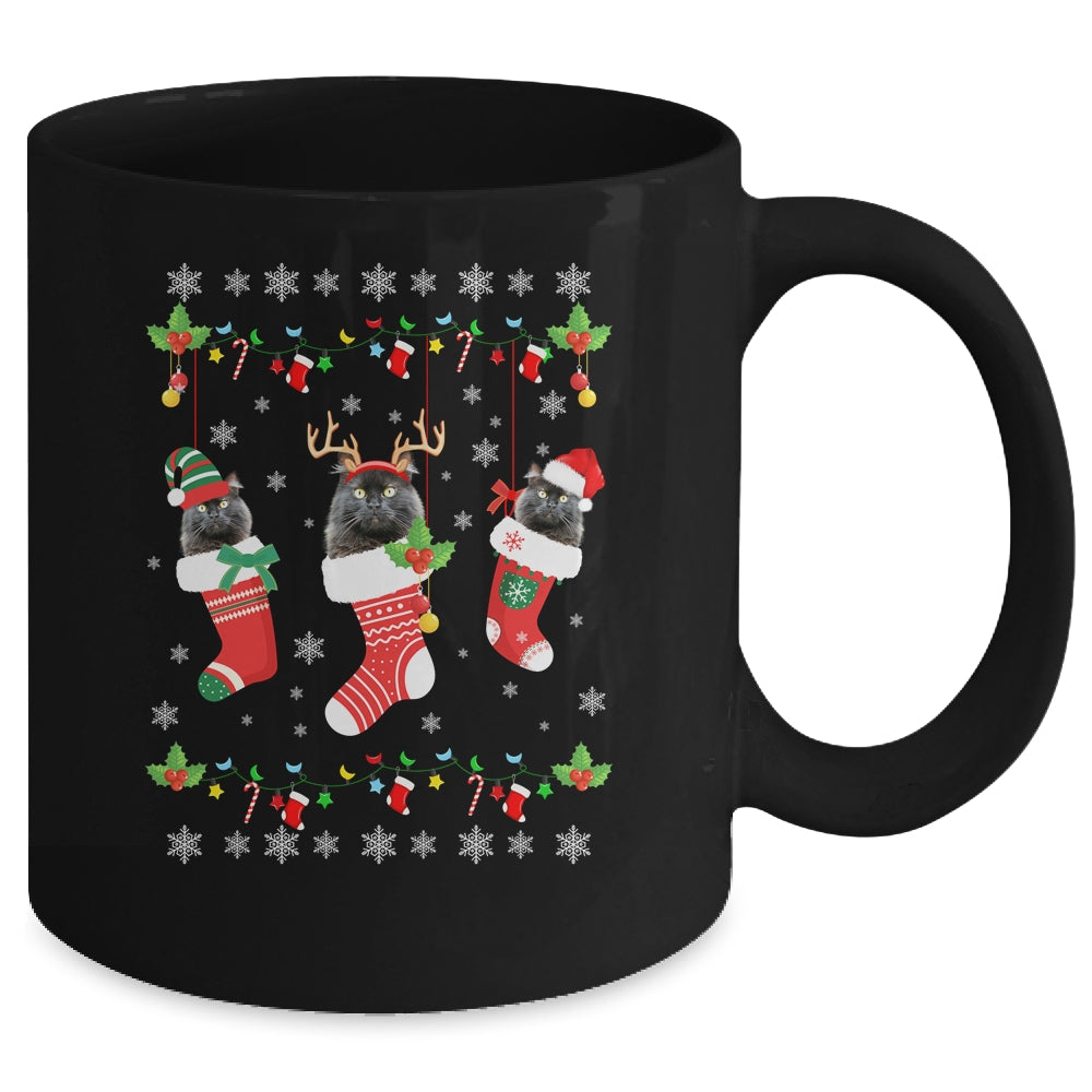 This Christmas Pajama Black Cat In Socks Mug | siriusteestore