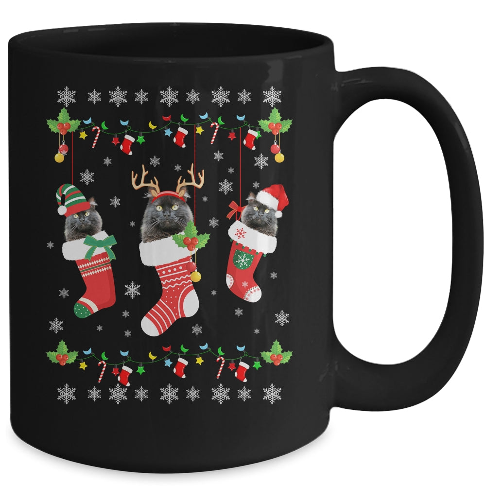 This Christmas Pajama Black Cat In Socks Mug | siriusteestore