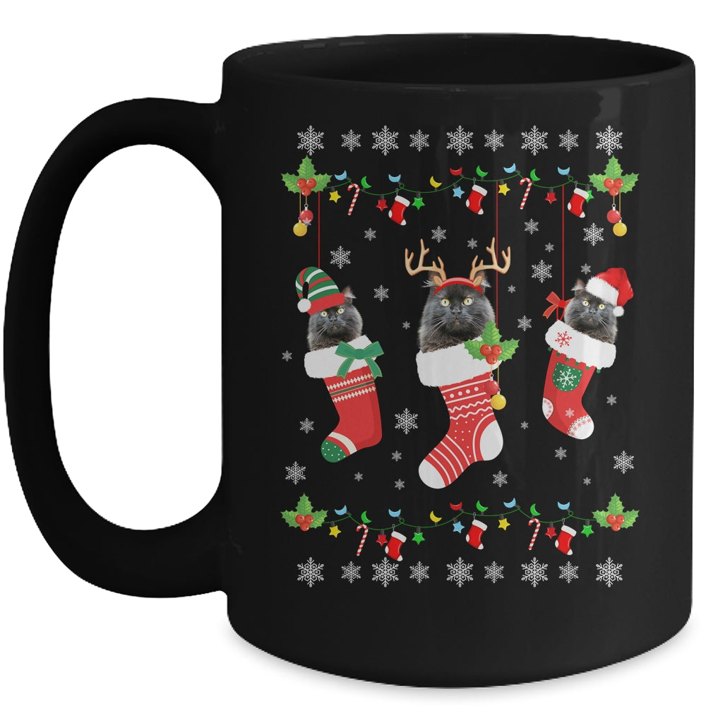 This Christmas Pajama Black Cat In Socks Mug | siriusteestore