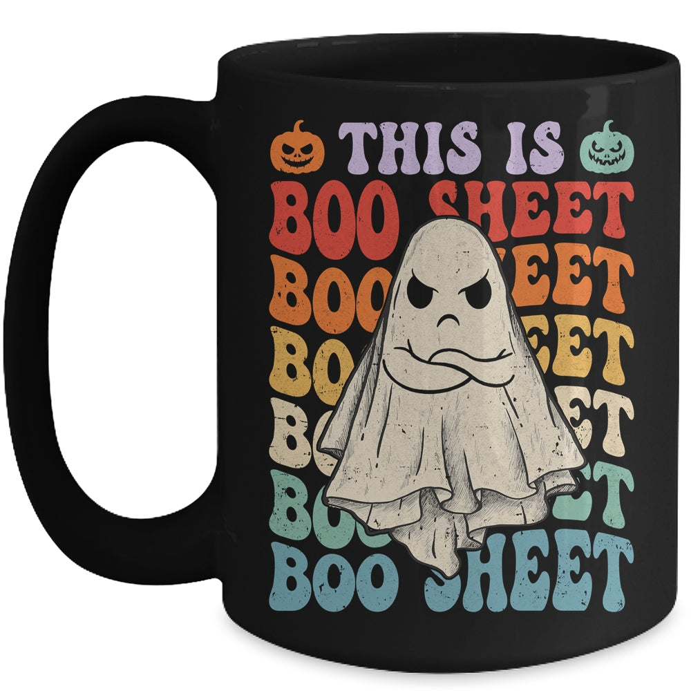This Is Boo Sheet Ghost Retro Halloween Costume Groovy Mug | siriusteestore