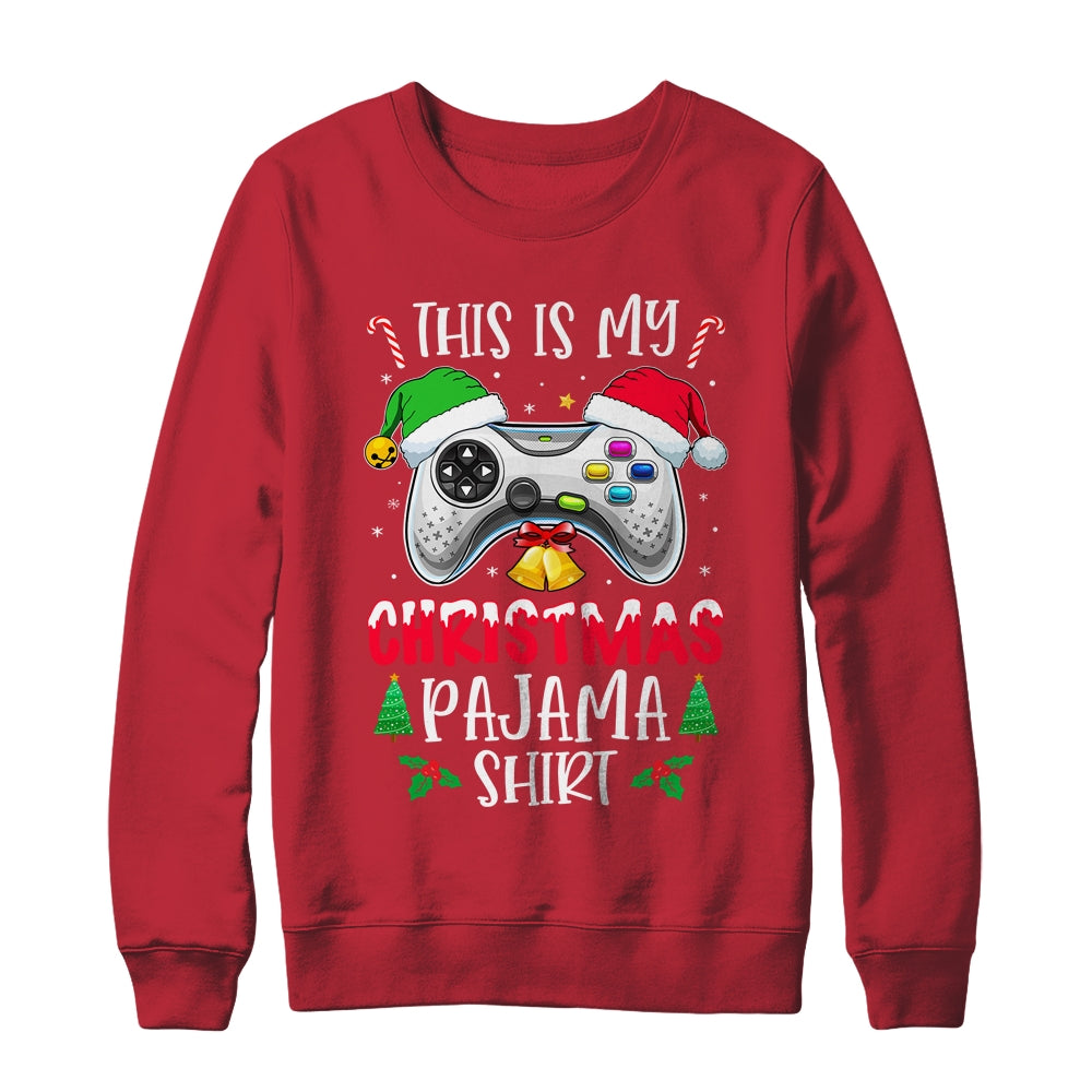 This Is My Christmas Pajama Santa Hat Gamer Video Game Shirt & Sweatshirt | siriusteestore