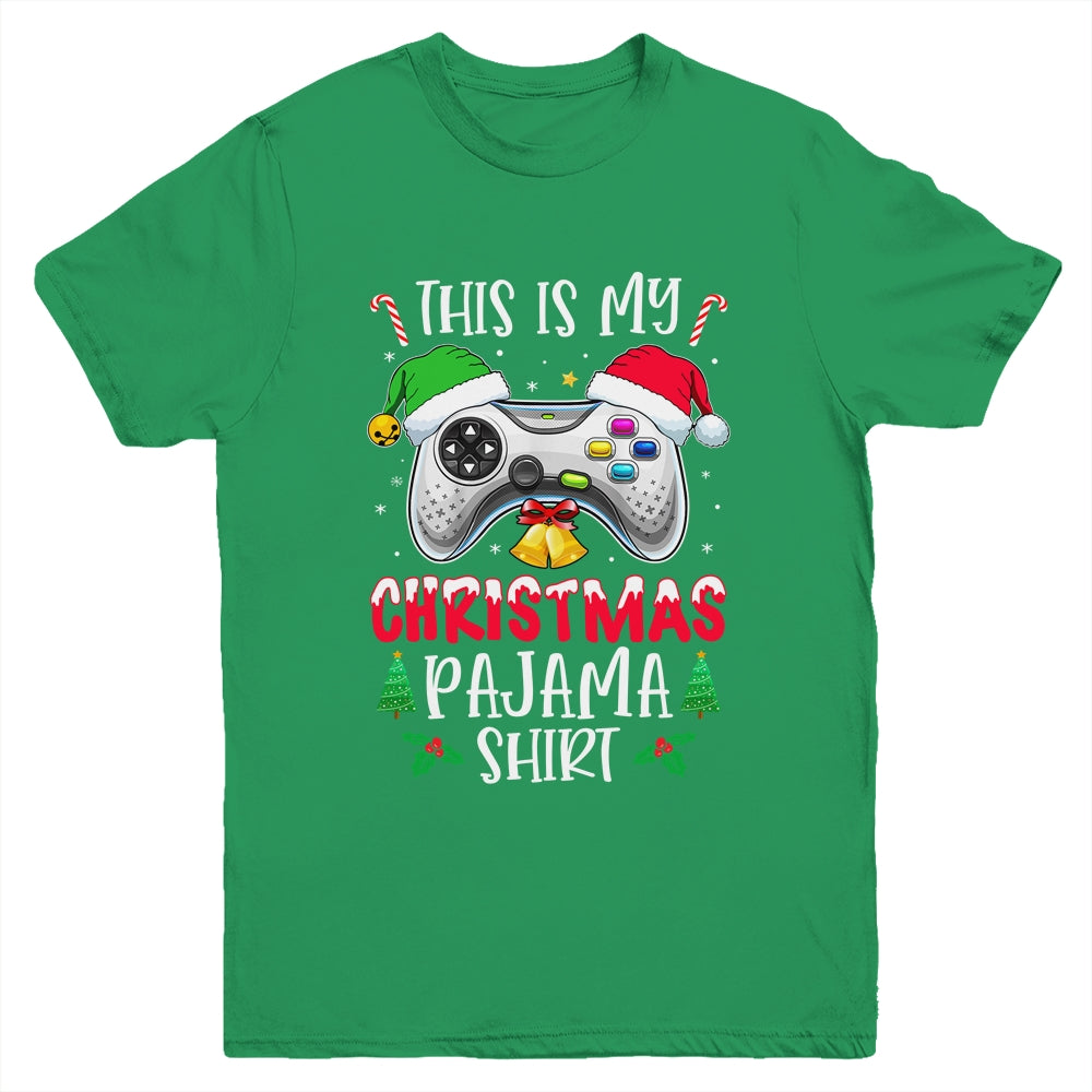 This Is My Christmas Pajama Santa Hat Gamer Video Game Youth Shirt | siriusteestore