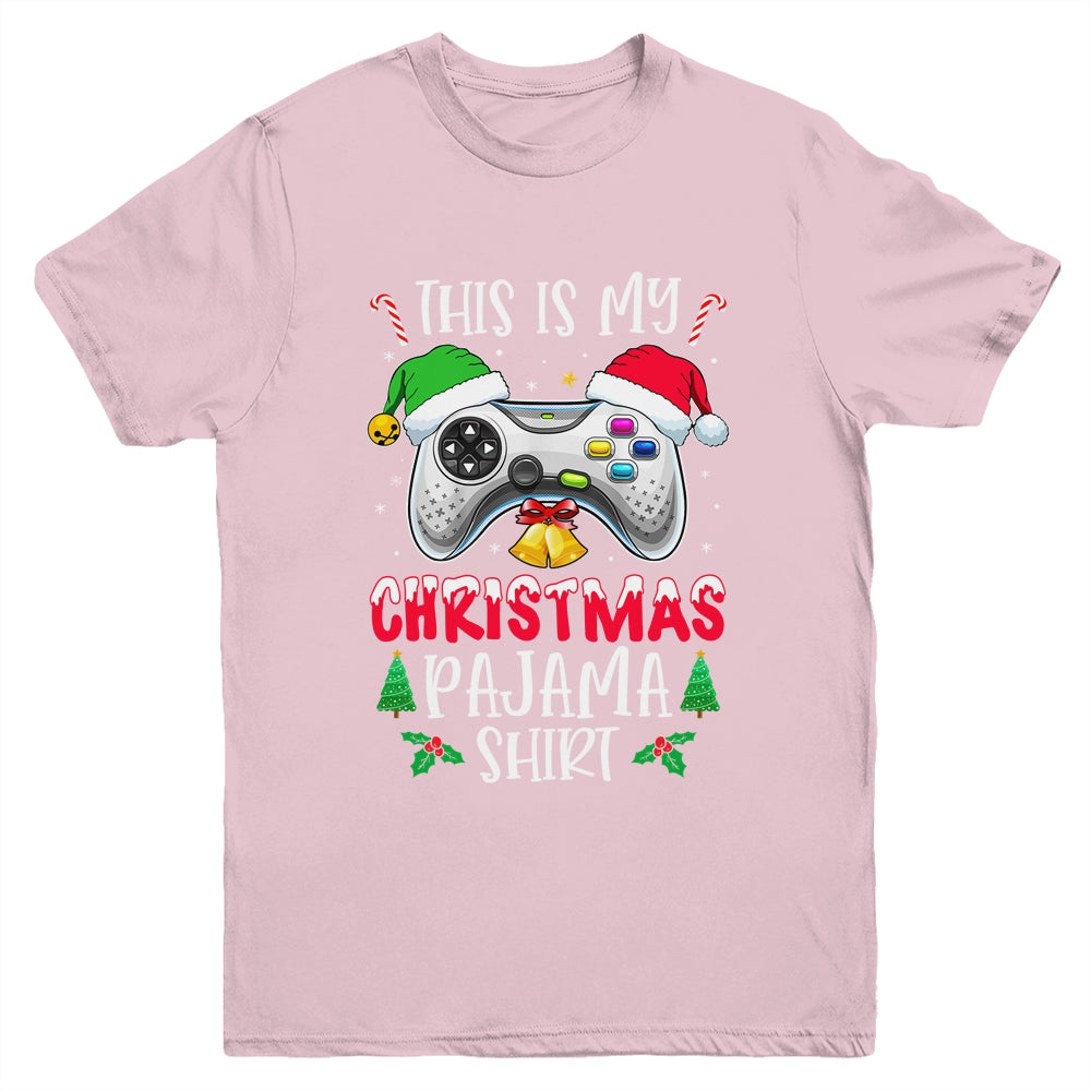 This Is My Christmas Pajama Santa Hat Gamer Video Game Youth Shirt | siriusteestore