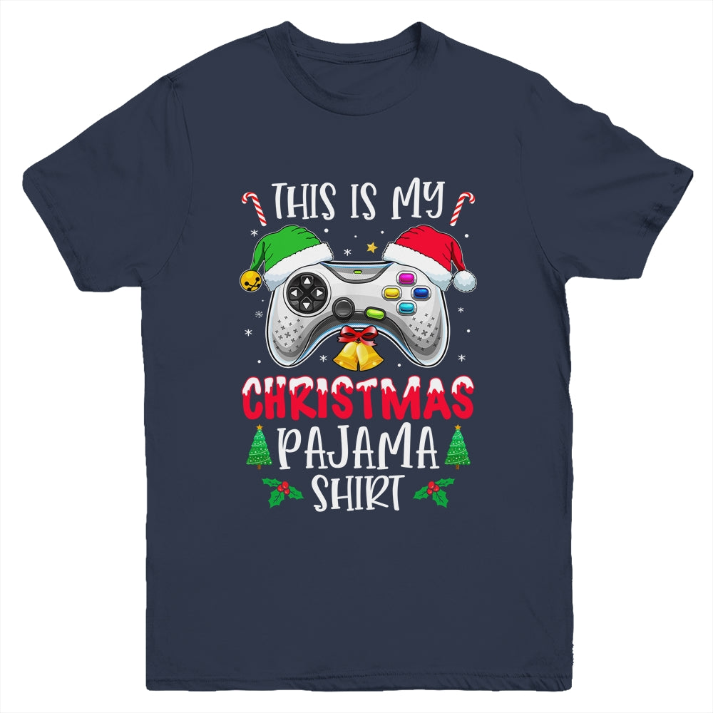 This Is My Christmas Pajama Santa Hat Gamer Video Game Youth Shirt | siriusteestore