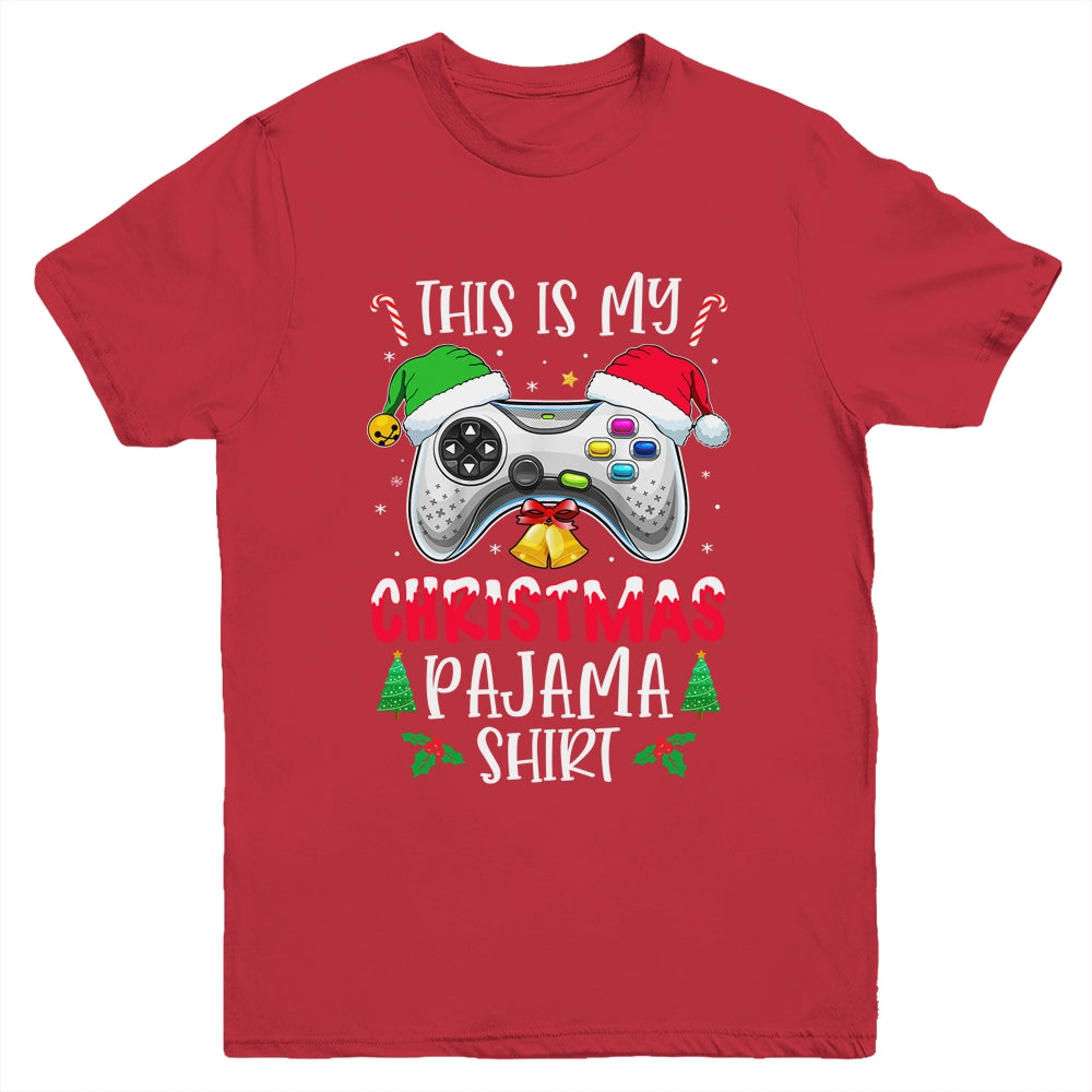 This Is My Christmas Pajama Santa Hat Gamer Video Game Youth Shirt | siriusteestore