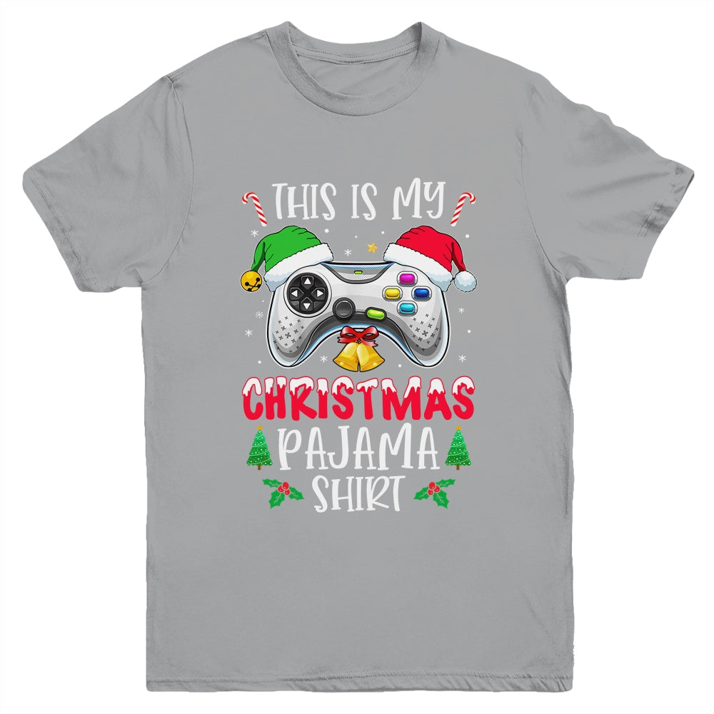 This Is My Christmas Pajama Santa Hat Gamer Video Game Youth Shirt | siriusteestore
