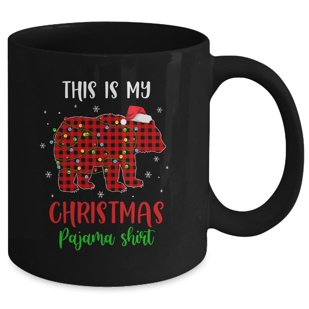 This Is My Christmas Pajama Shirt Bear Red Plaid Mug | siriusteestore