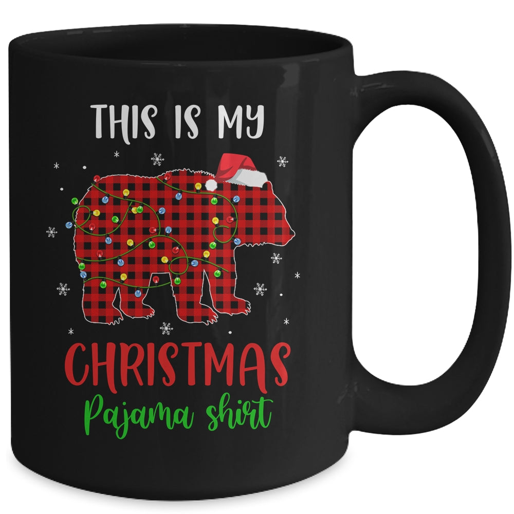 This Is My Christmas Pajama Shirt Bear Red Plaid Mug | siriusteestore