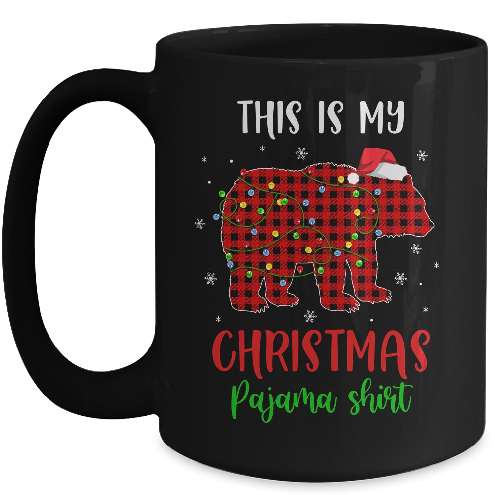 This Is My Christmas Pajama Shirt Bear Red Plaid Mug | siriusteestore