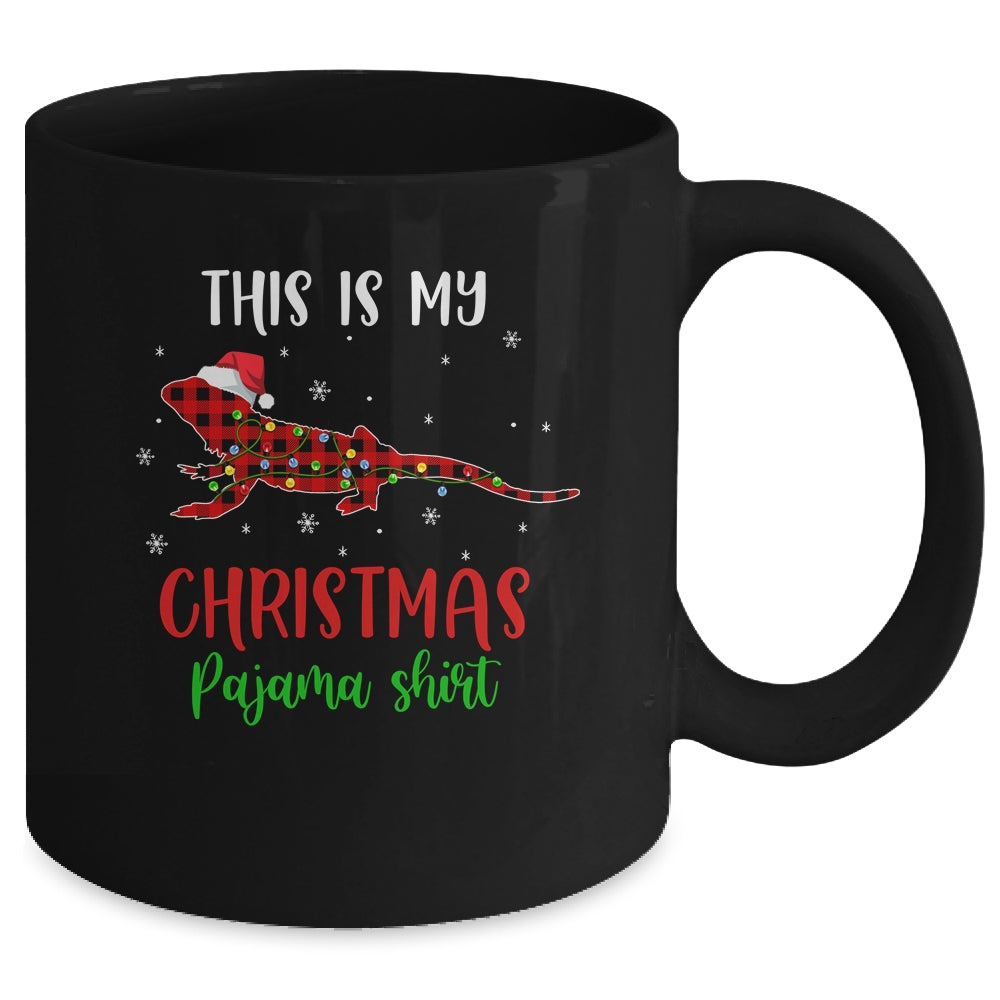 This Is My Christmas Pajama Shirt Bearded Dragon Red Plaid Mug | siriusteestore