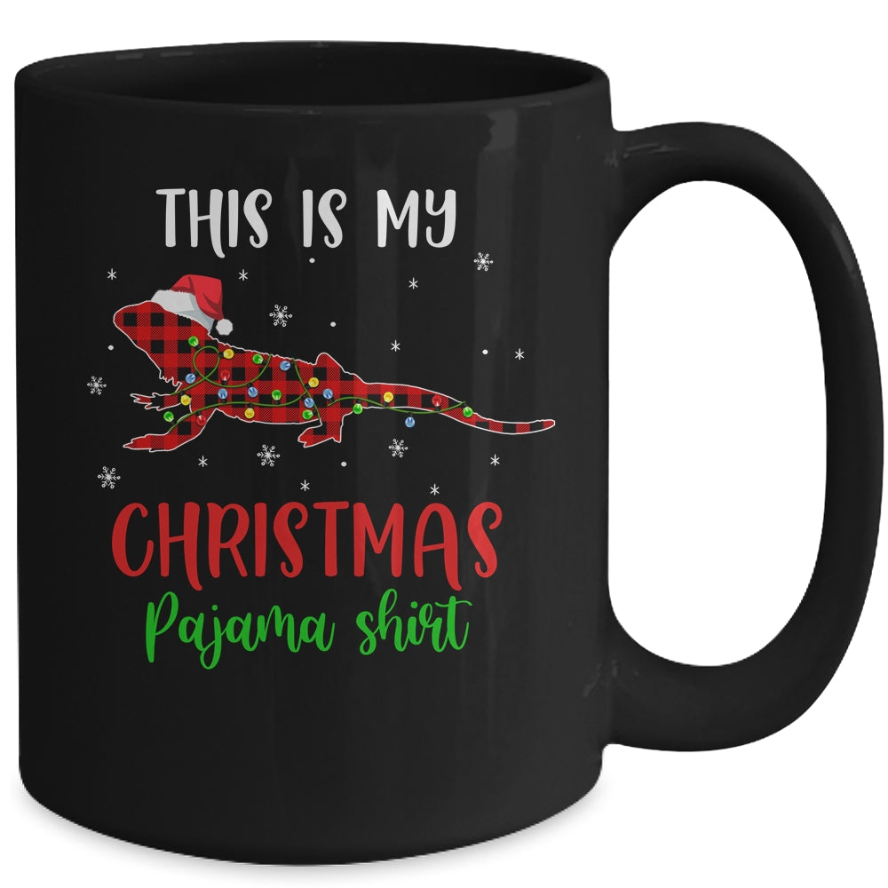 This Is My Christmas Pajama Shirt Bearded Dragon Red Plaid Mug | siriusteestore