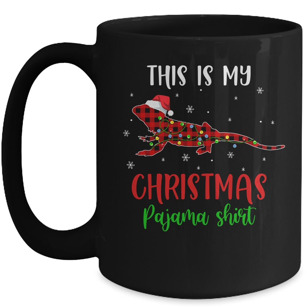 This Is My Christmas Pajama Shirt Bearded Dragon Red Plaid Mug | siriusteestore