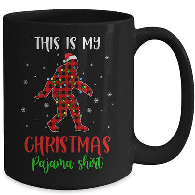 This Is My Christmas Pajama Shirt Bigfoot Red Plaid Mug | siriusteestore