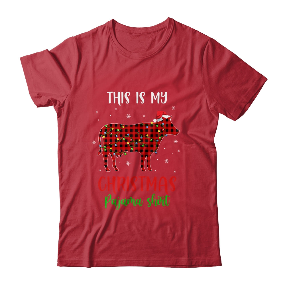 This Is My Christmas Pajama Shirt Cow Red Plaid Shirt & Sweatshirt | siriusteestore