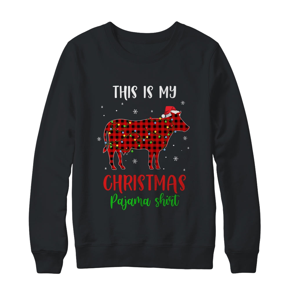 This Is My Christmas Pajama Shirt Cow Red Plaid Shirt & Sweatshirt | siriusteestore