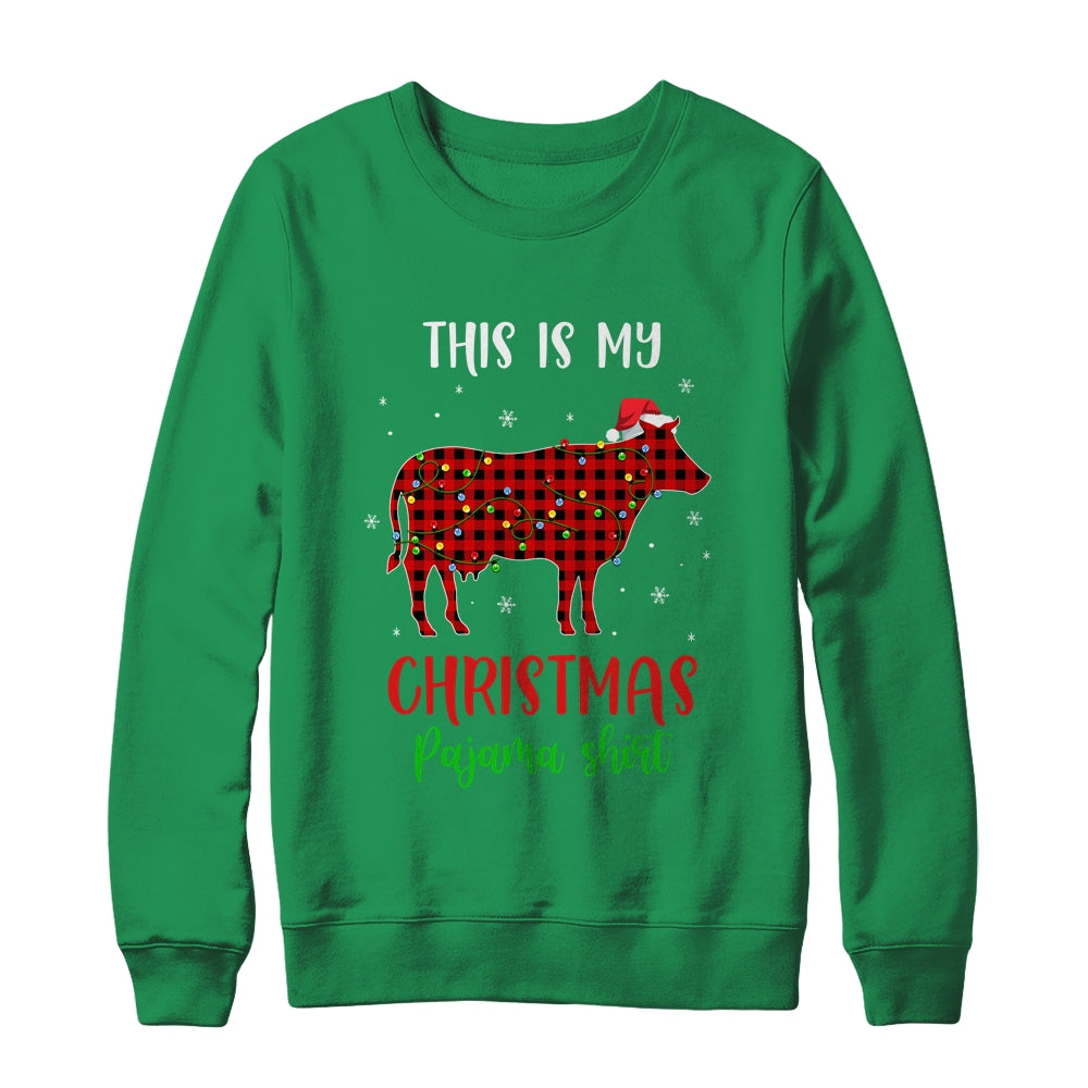 This Is My Christmas Pajama Shirt Cow Red Plaid Shirt & Sweatshirt | siriusteestore