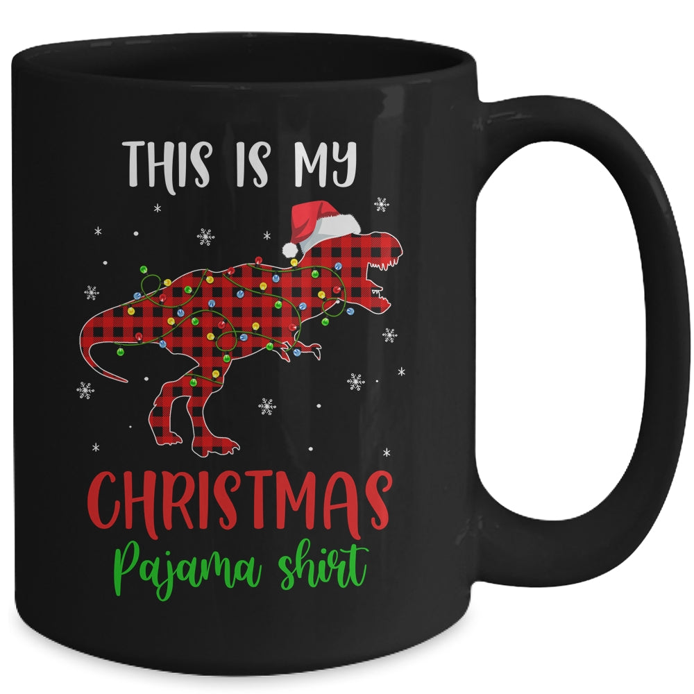 This Is My Christmas Pajama Shirt Dinosaur Red Plaid Mug | siriusteestore
