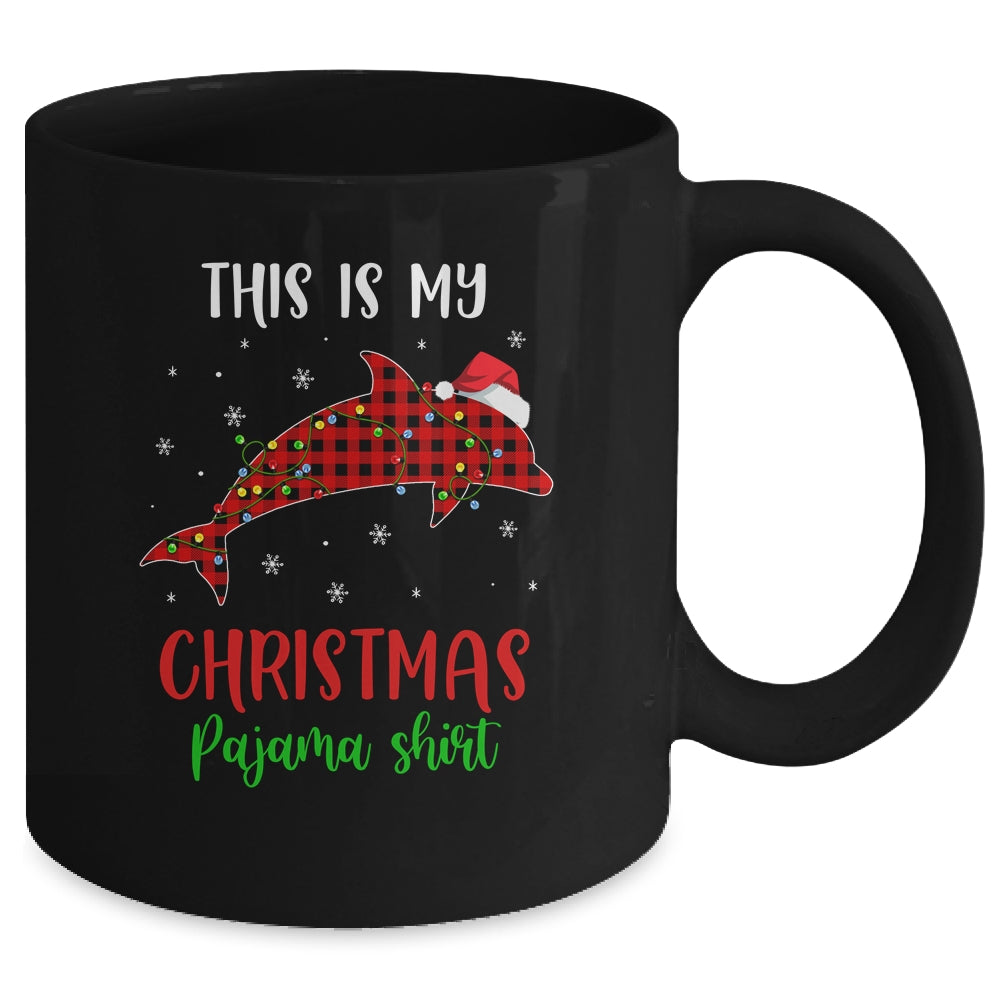 This Is My Christmas Pajama Shirt Dolphin Red Plaid Mug | siriusteestore