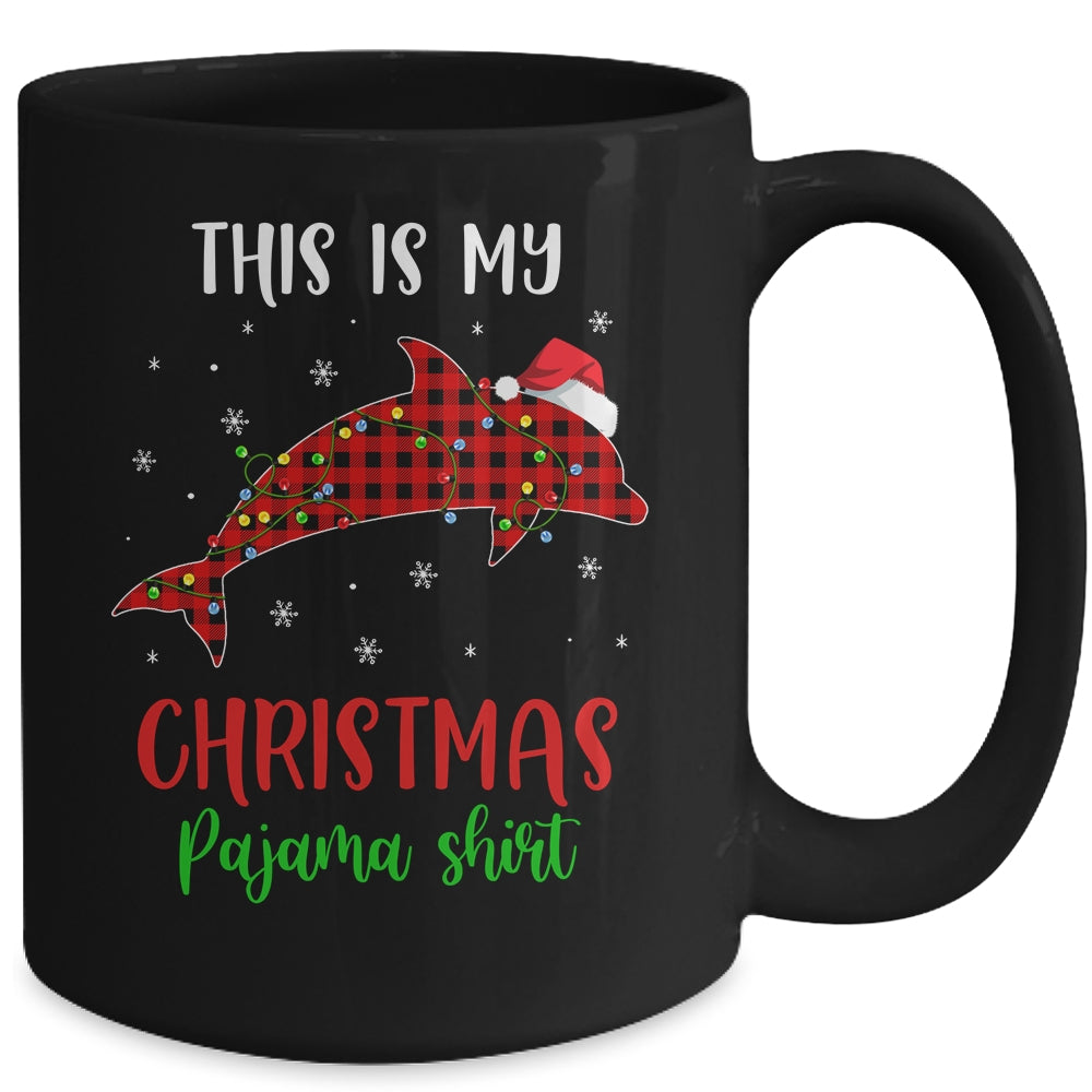 This Is My Christmas Pajama Shirt Dolphin Red Plaid Mug | siriusteestore
