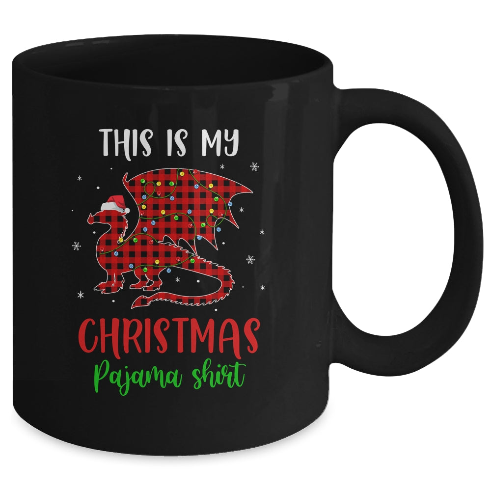 This Is My Christmas Pajama Shirt Dragon Red Plaid Mug | siriusteestore